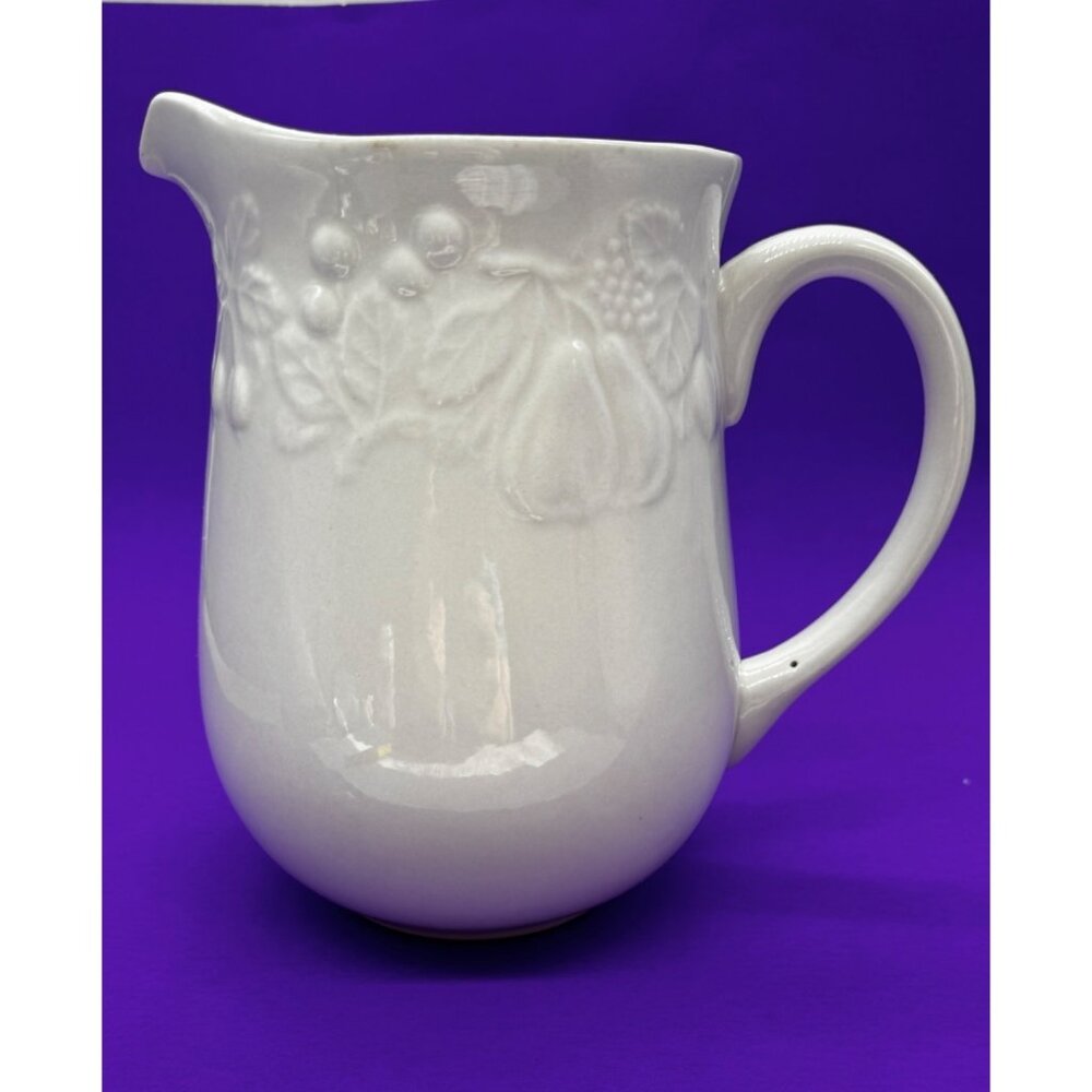 Gibson Designs Embossed Raised Fruit White Pitcher 64 oz.‎